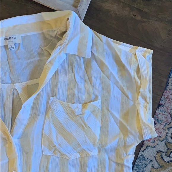 Umgee Yellow & White Button Down - Picture 3 of 6